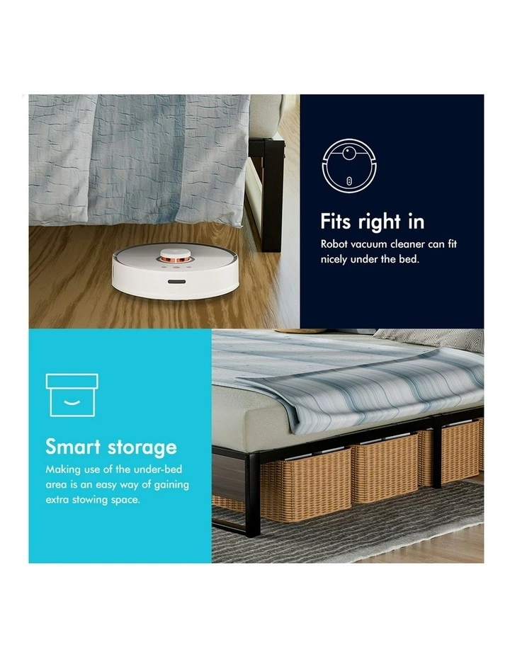 Mattress Base Platform Metal Bed Frame Queen Size in Black image 6