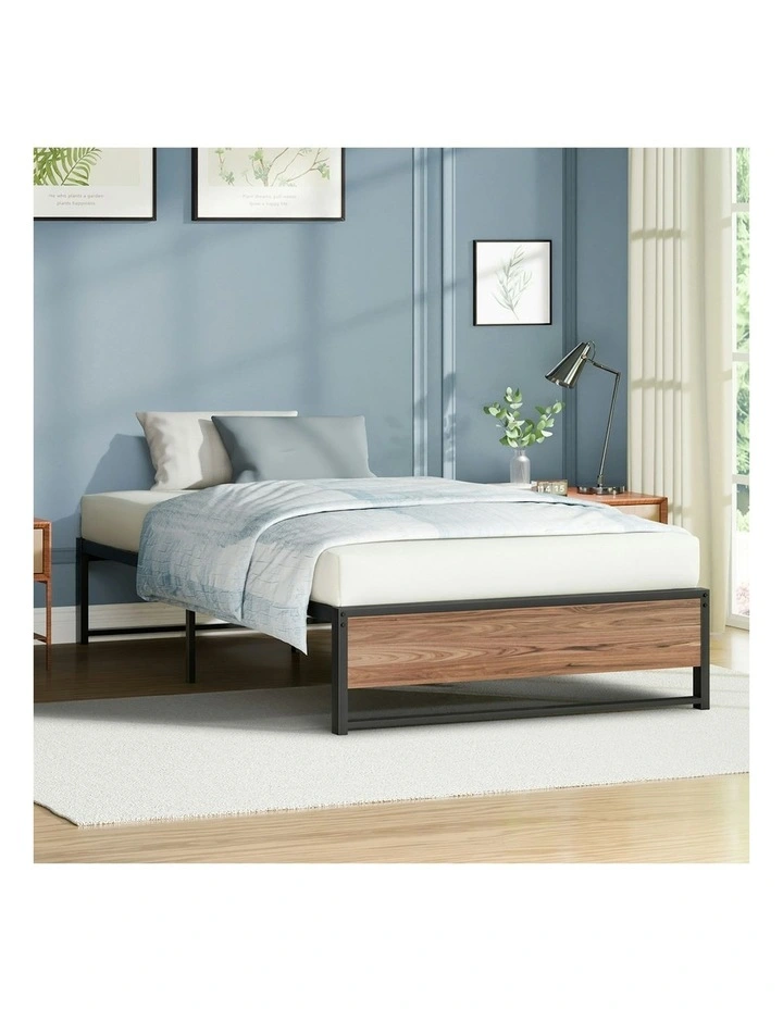 Mattress Base Platform Metal Bed Frame Sing Size in Black image 2