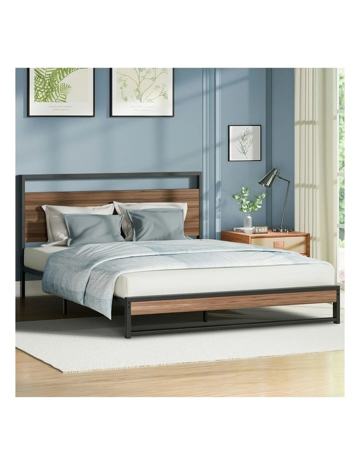 Mattress Base Platform Metal Bed Frame Double Size in Black image 2