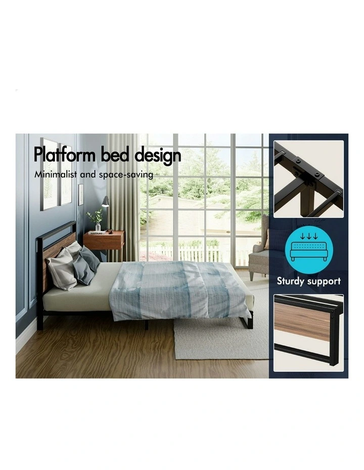 Mattress Base Platform Metal Bed Frame Double Size in Black image 5