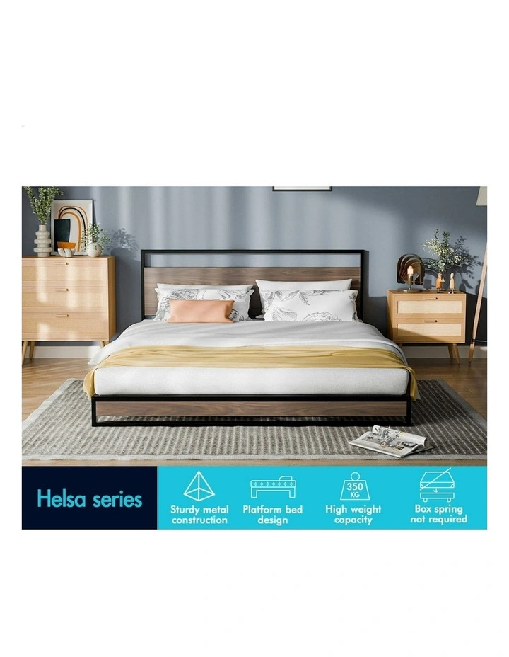 Mattress Base Platform Metal Bed Frame King Size in Black image 3