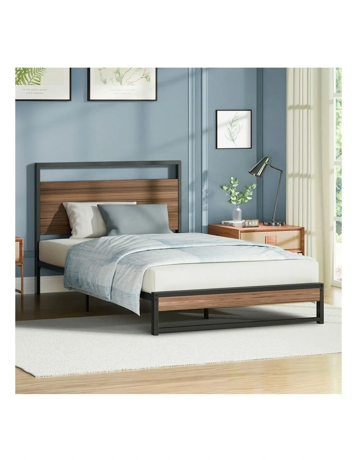 Mattress Base Platform Metal Bed Frame King Single Size in Black image 2