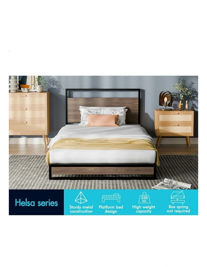 Mattress Base Platform Metal Bed Frame King Single Size in Black image 3