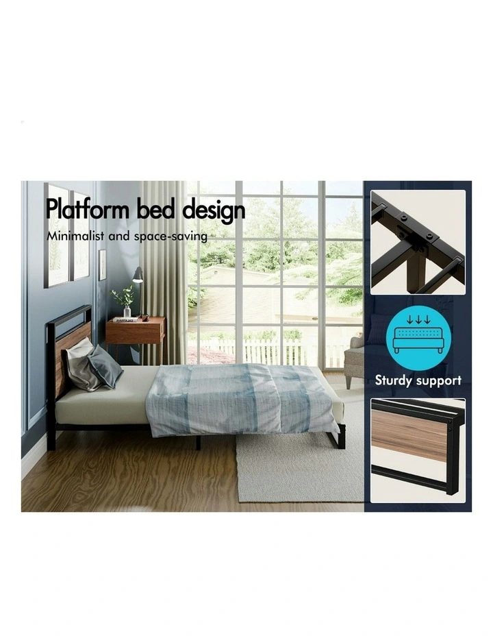 Mattress Base Platform Metal Bed Frame King Single Size in Black image 5