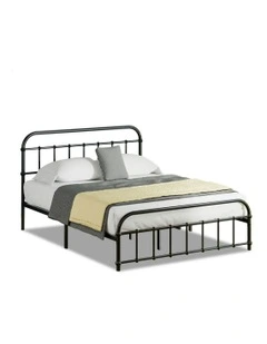 Mattress Base Platform Metal Bed Frame Double Size in Black