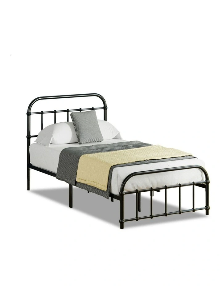 Mattress Base Platform Metal Bed Frame King Single Size in Black image 1
