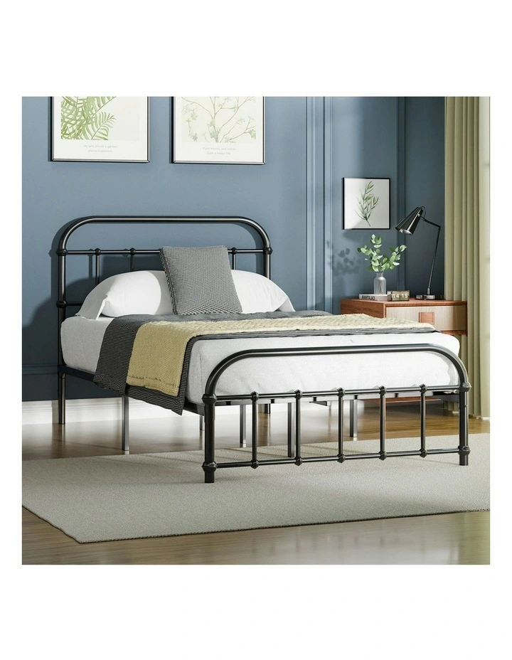 Mattress Base Platform Metal Bed Frame King Single Size in Black image 2