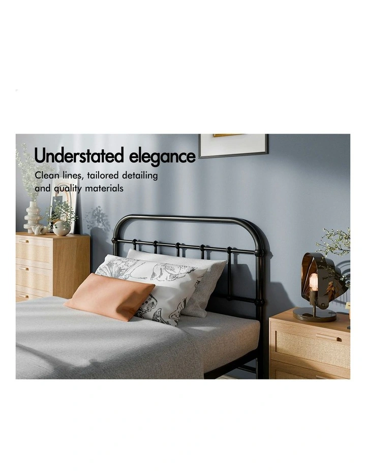 Mattress Base Platform Metal Bed Frame King Single Size in Black image 4