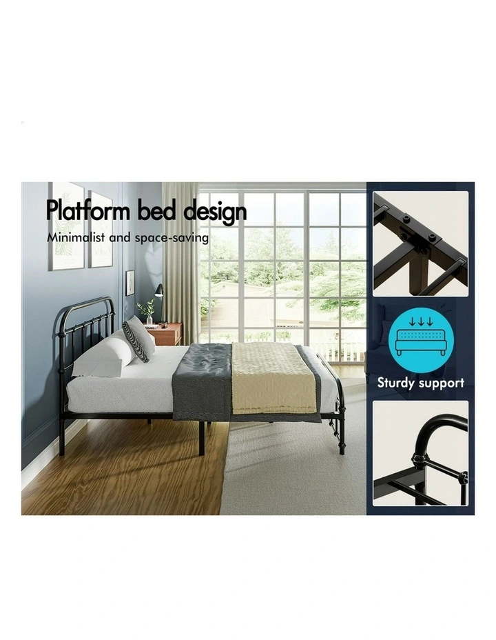 Mattress Base Platform Metal Bed Frame King Single Size in Black image 5