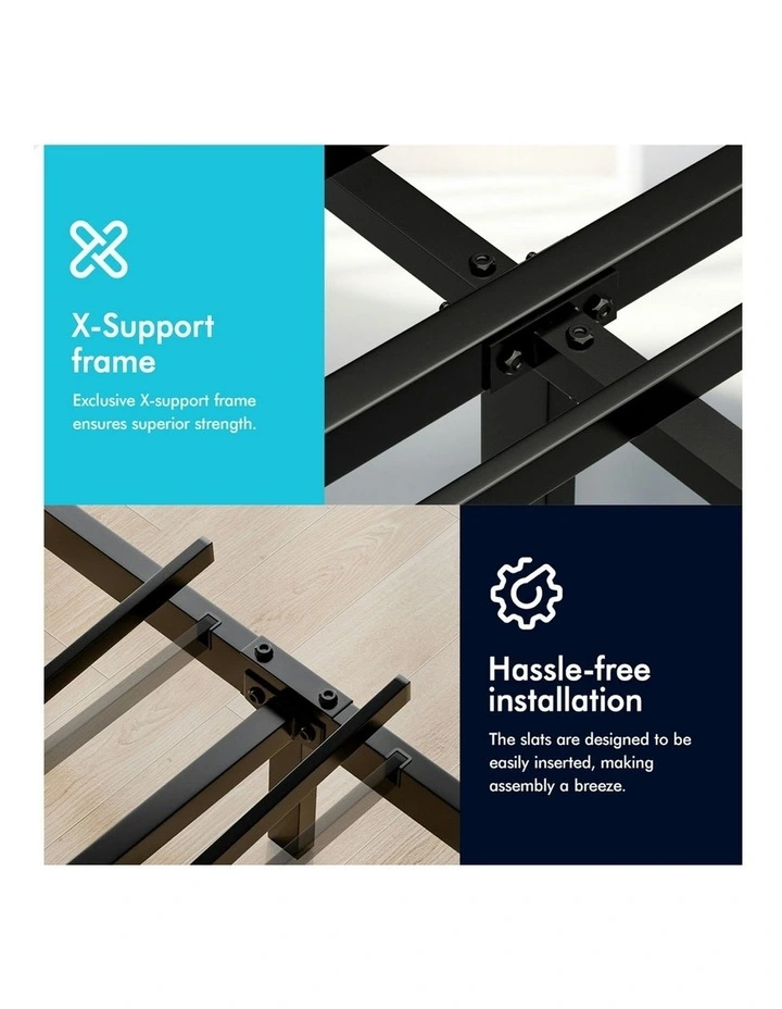 Mattress Base Platform Metal Bed Frame King Single Size in Black image 7