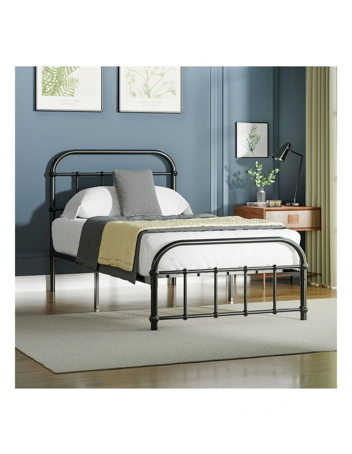 Mattress Base Platform Metal Bed Frame Single Size in Black image 2