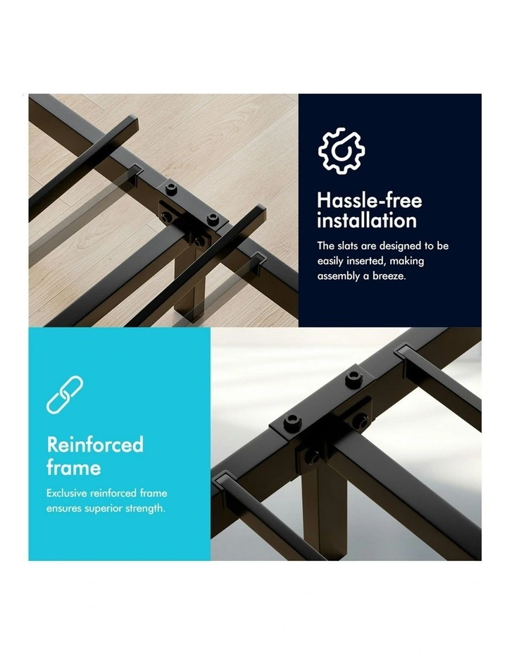 Mattress Base Platform Metal Bed Frame Single Size in Black image 7