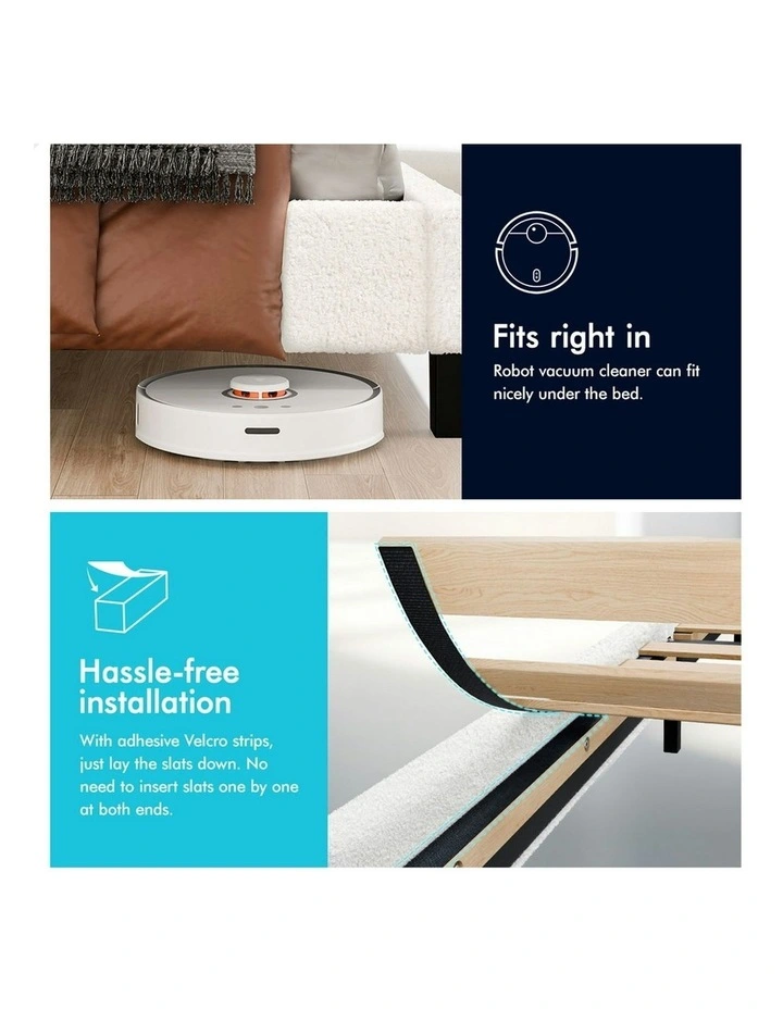 Mattress Base Platform Wooden Boucle Fabric Bed Frame Double Size in White image 7