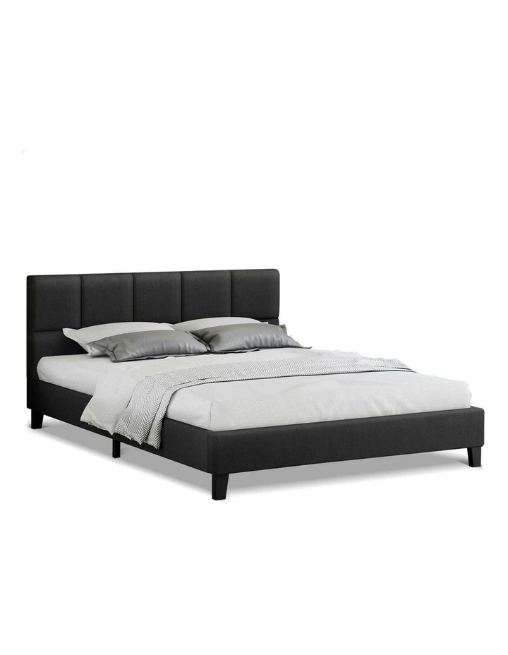 Mattress Base Platform Wooden Fabric Bed Frame Double Size in Charcoal image 1