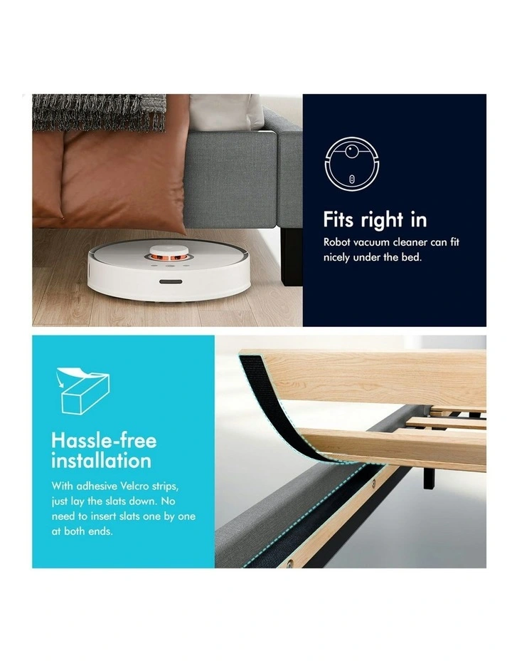 Mattress Base Platform Wooden Fabric Bed Frame Double Size in Grey image 6