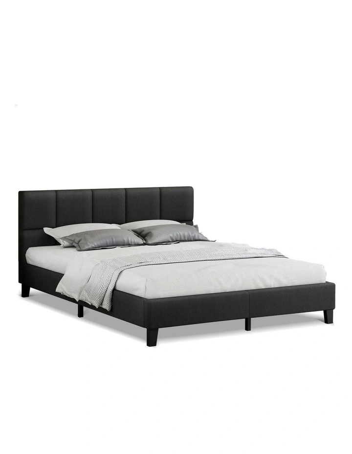 Mattress Base Platform Wooden Fabric Bed Frame King Size in Charcoal image 1