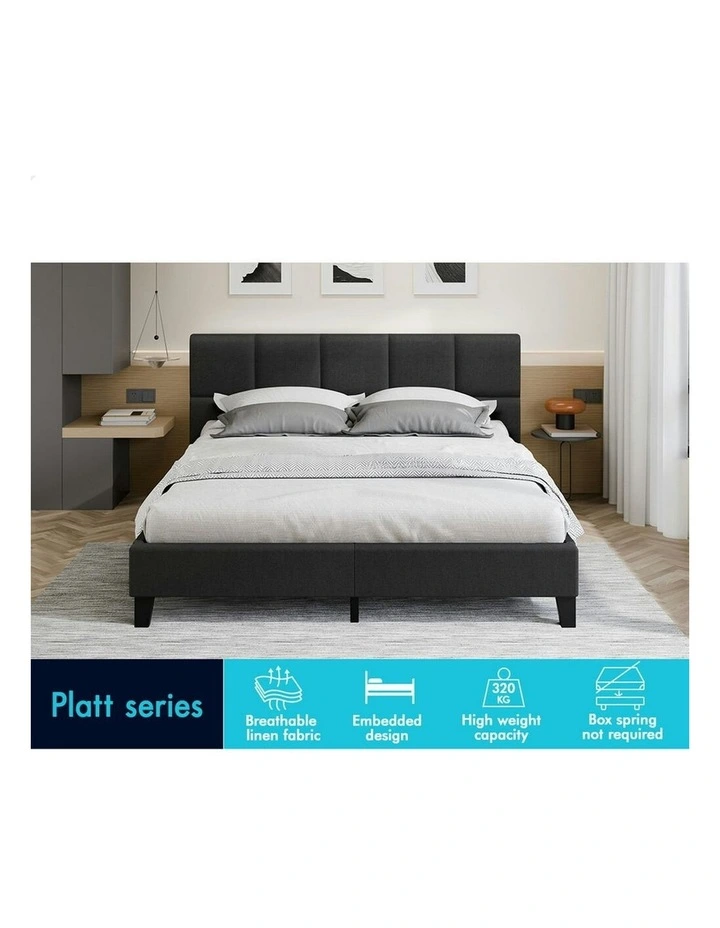 Mattress Base Platform Wooden Fabric Bed Frame King Size in Charcoal image 3