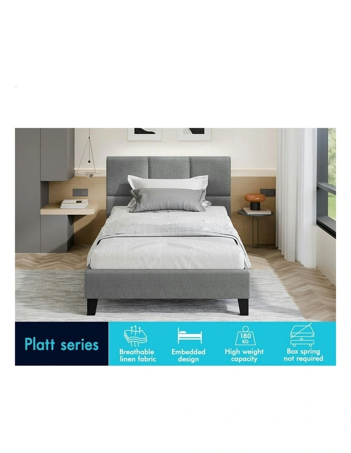 King Single Wooden Bed Frame in Grey image 3