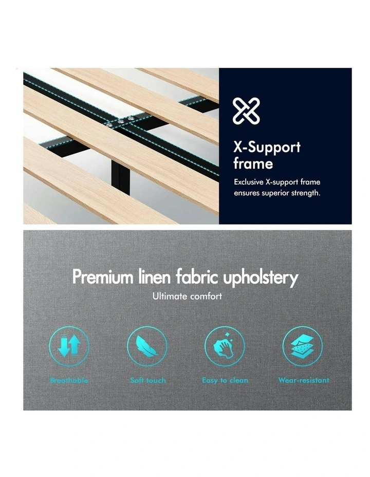 King Single Wooden Bed Frame in Grey image 7