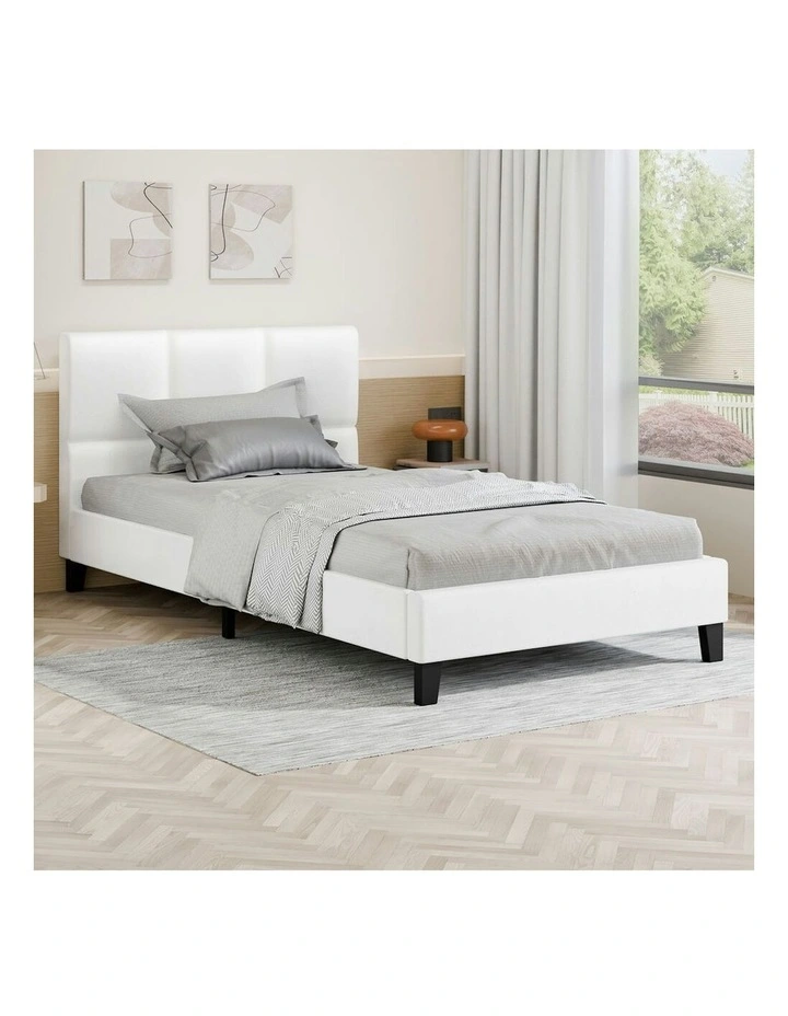 King Single Wooden Bed Frame in White image 2