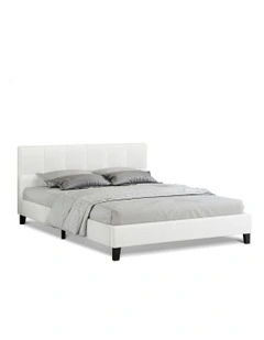 Bed Frame Queen Size Wooden Platform Mattress in White