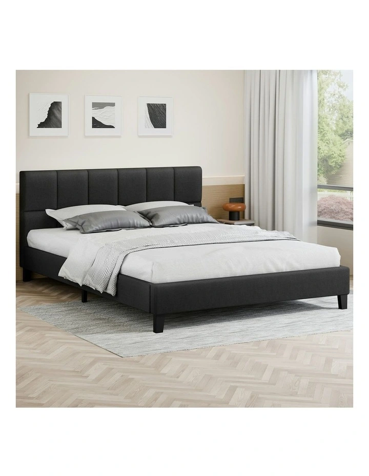 Queen Size Wooden Platform Mattress Bed Frame in Charcoal image 2