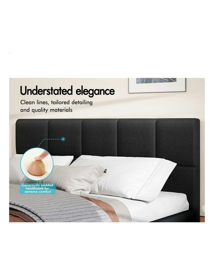 Queen Size Wooden Platform Mattress Bed Frame in Charcoal image 4