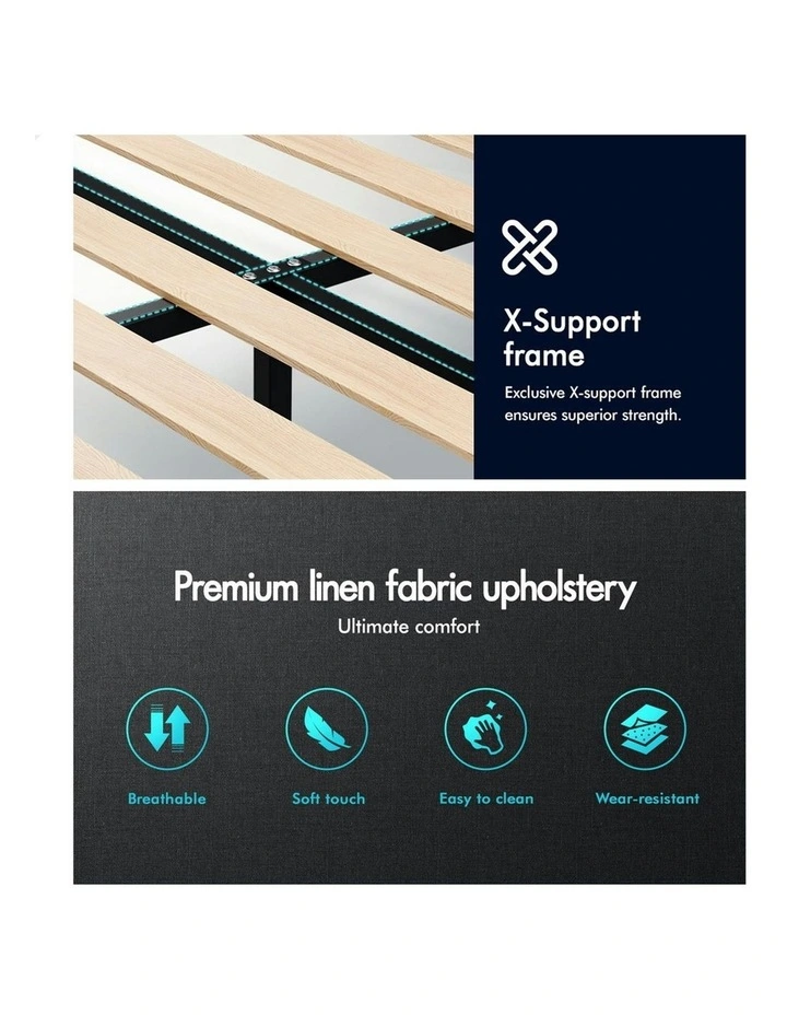 Queen Size Wooden Platform Mattress Bed Frame in Charcoal image 7