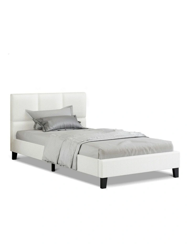 Wooden Platform Mattress Base Bed Frame Single Size in White image 1