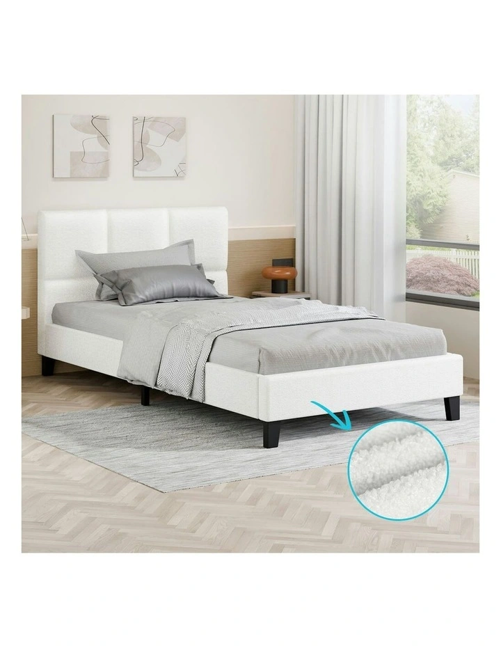 Wooden Platform Mattress Base Bed Frame Single Size in White image 2