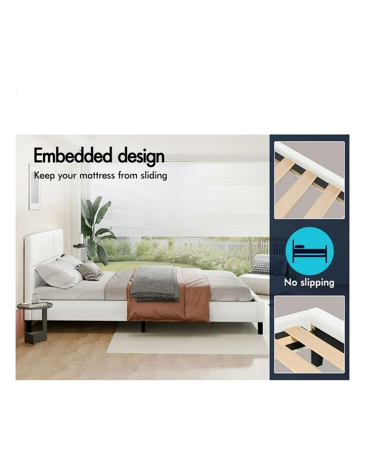 Wooden Platform Mattress Base Bed Frame Single Size in White image 5