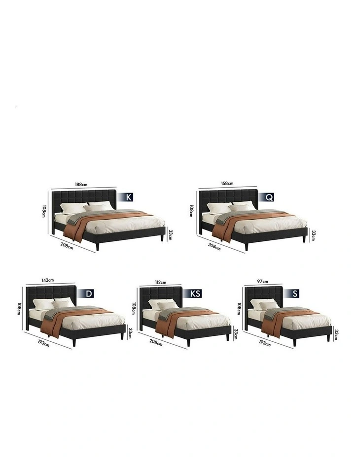 Upholstered Fabric Sarah Wingback Base Bed Frame King Size in Charcoal image 7