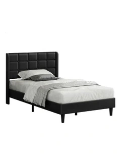 Single Size Upholstered Wingback Base Bed Frame in Black