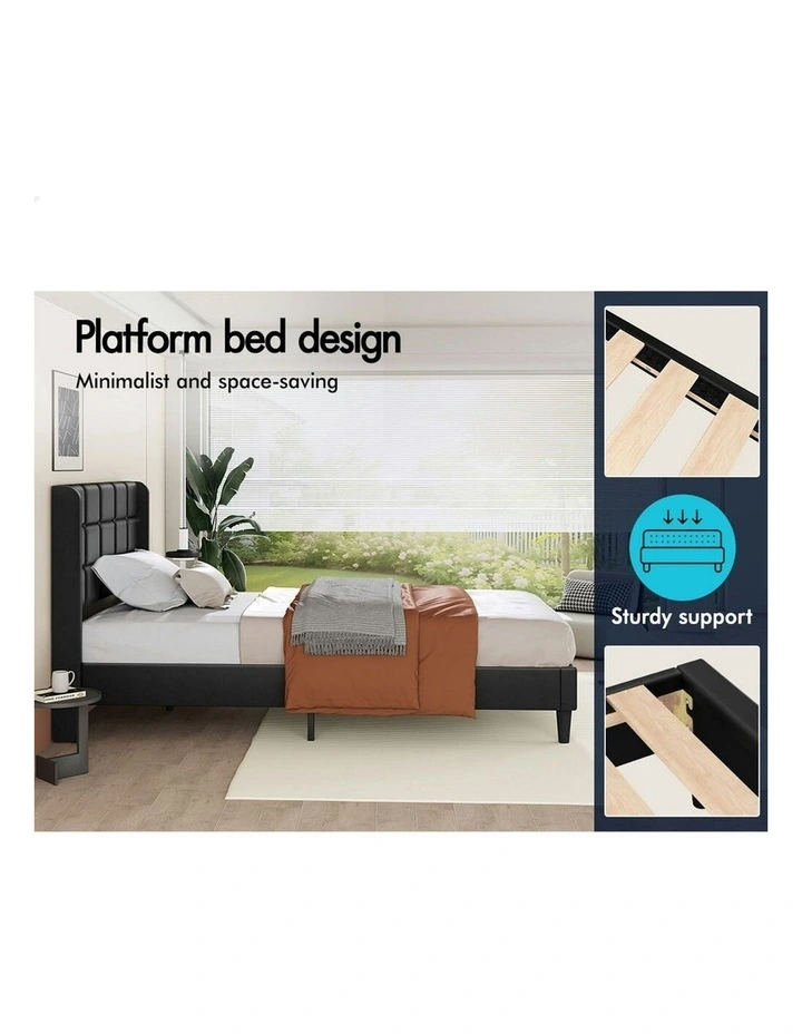 Single Size Upholstered Wingback Base Bed Frame in Black image 5