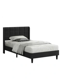Single Size Upholstered Wingback Base Bed Frame in Charcoal