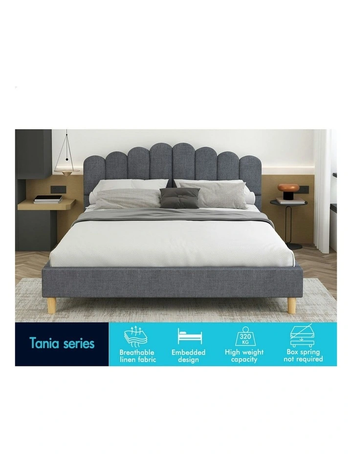 Double Size Upholstered Platform Base Bed Frame in Grey image 3