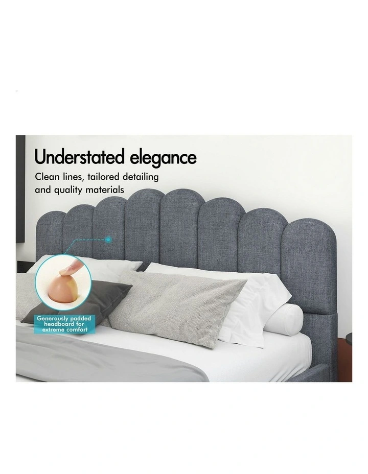 Double Size Upholstered Platform Base Bed Frame in Grey image 4