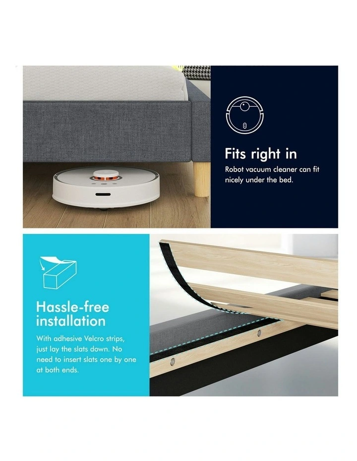 Double Size Upholstered Platform Base Bed Frame in Grey image 6