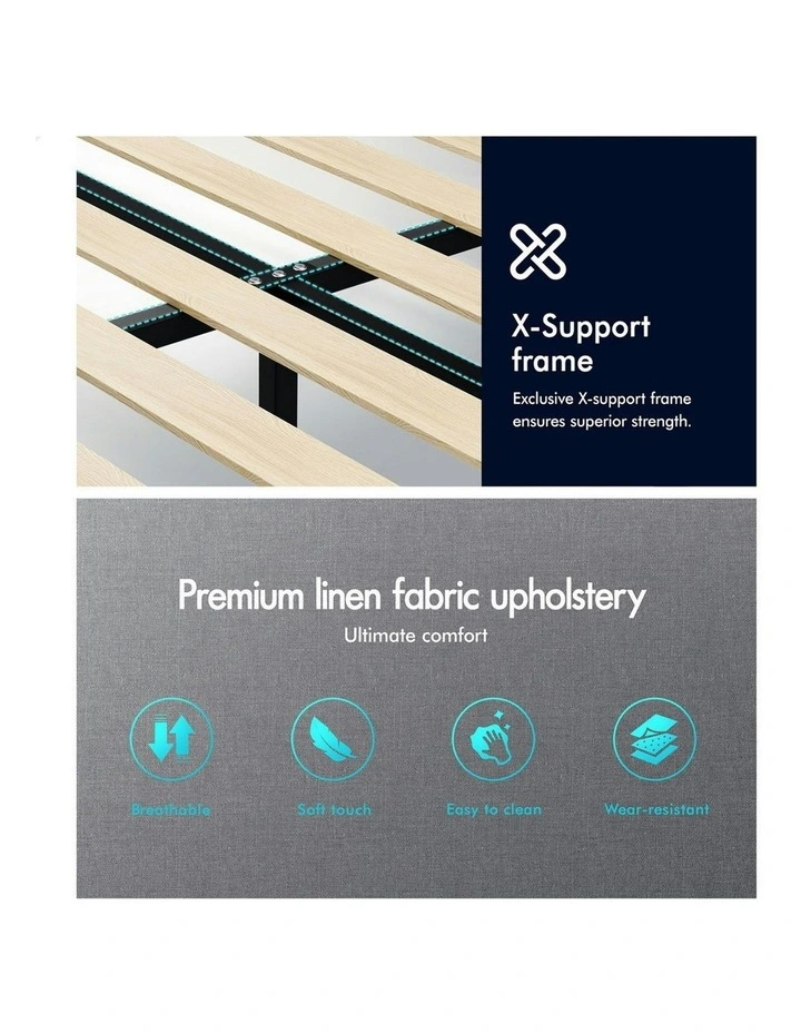 Double Size Upholstered Platform Base Bed Frame in Grey image 7