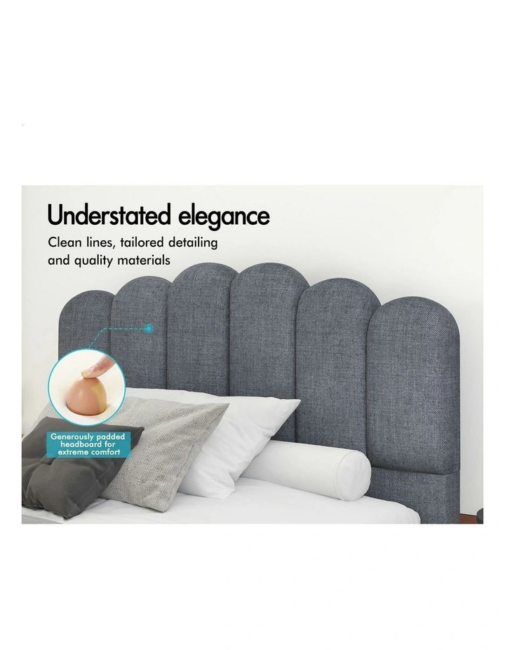 King Single Upholstered Platform Base Bed Frame in Grey image 4
