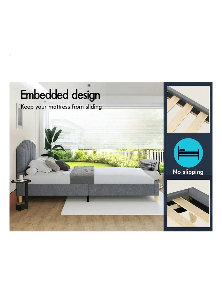 King Single Upholstered Platform Base Bed Frame in Grey image 5