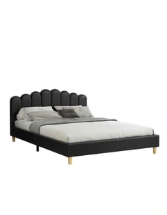 Queen Size Upholstered Platform Base Bed Frame in Black