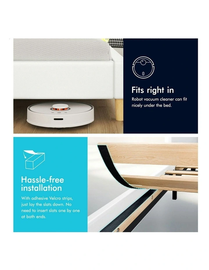 Queen Size Upholstered Platform Base Leather Bed Frame in White image 6