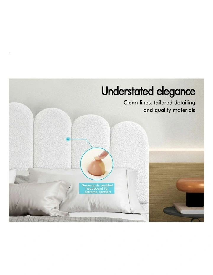 Single Size Upholstered Platform Base Bed Frame in White image 4