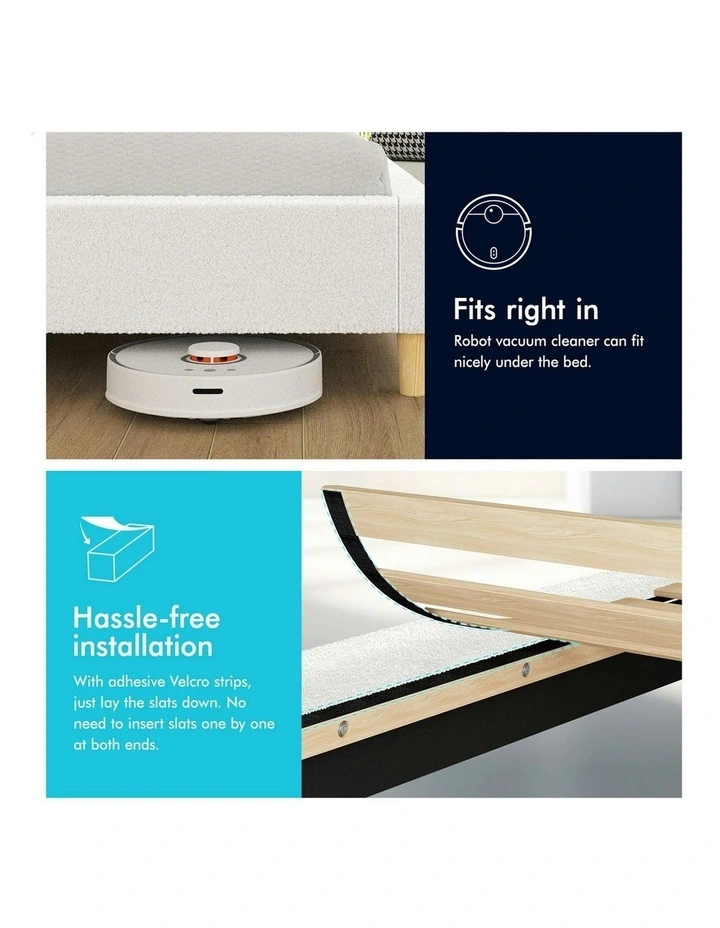 Single Size Upholstered Platform Base Bed Frame in White image 6