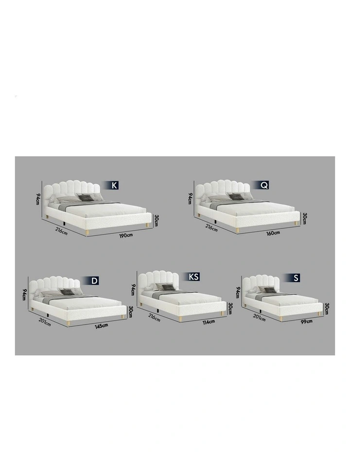 Single Size Upholstered Platform Base Bed Frame in White image 7