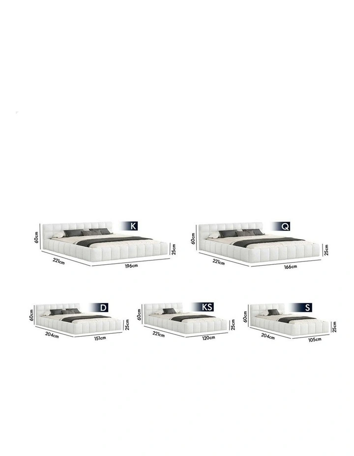 King Size Tufted Headboard Foundation Bed Frame in White image 7