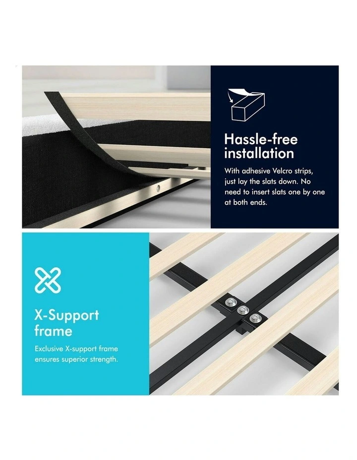 King Single Tufted Headboard Foundation Bed Frame in White image 6