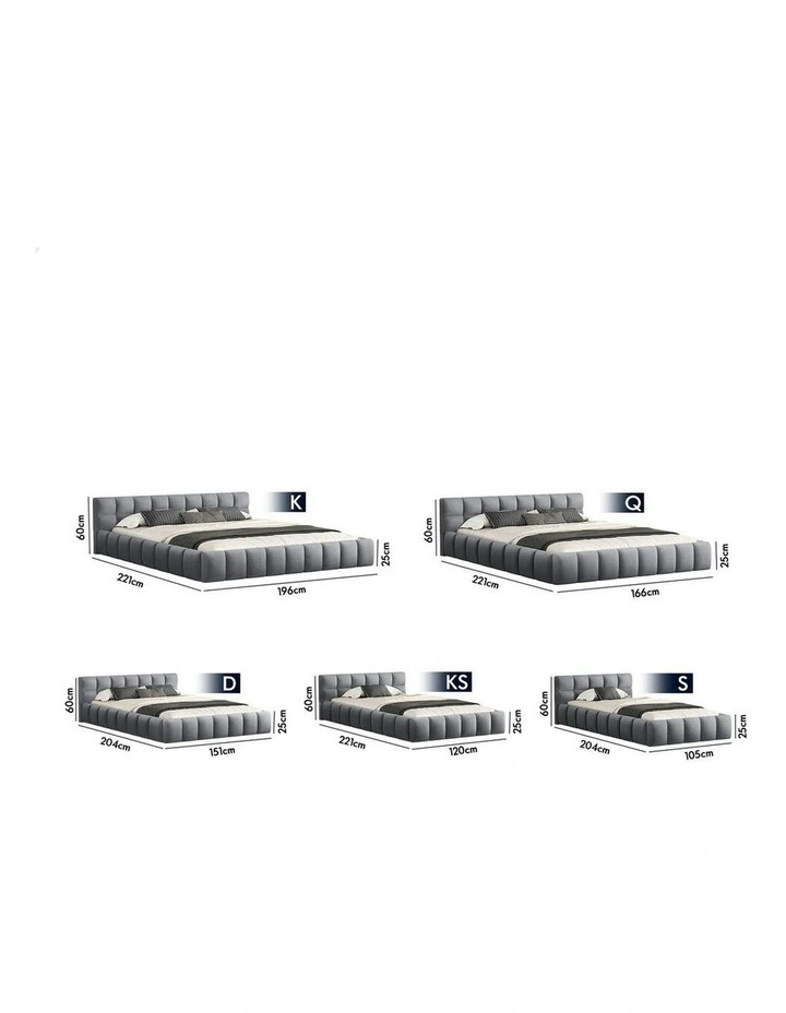 King Single Tufted Headboard Foundation Bed Frame in Grey image 7