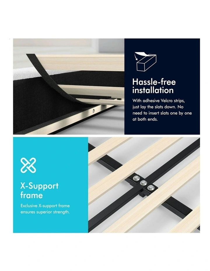 Queen Size Tufted Headboard Foundation Bed Frame in White image 6